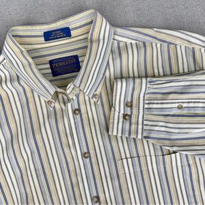 90’s Pendleton Dress Shirt Men's XL Button Stripe Vintage Relaxed Fit Boxy Wide